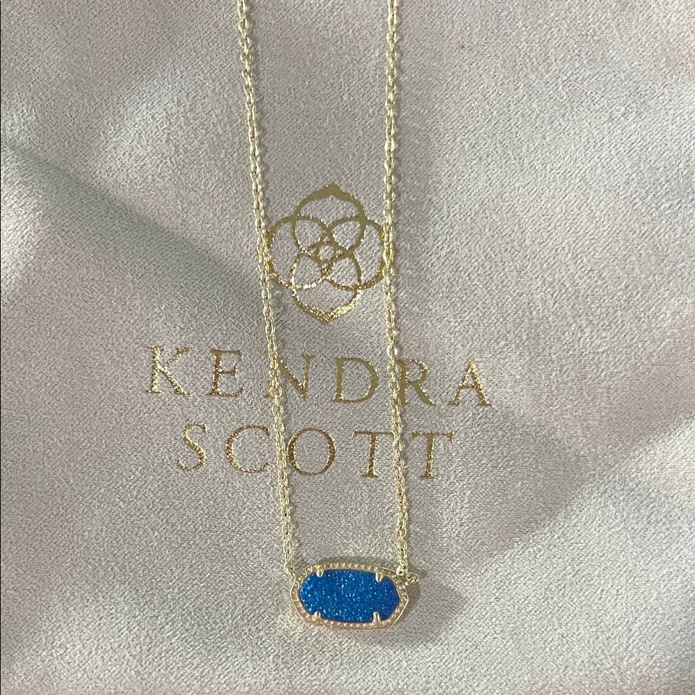 Kendra Scott Elis Gold Pendant Necklace in Blue Drusy